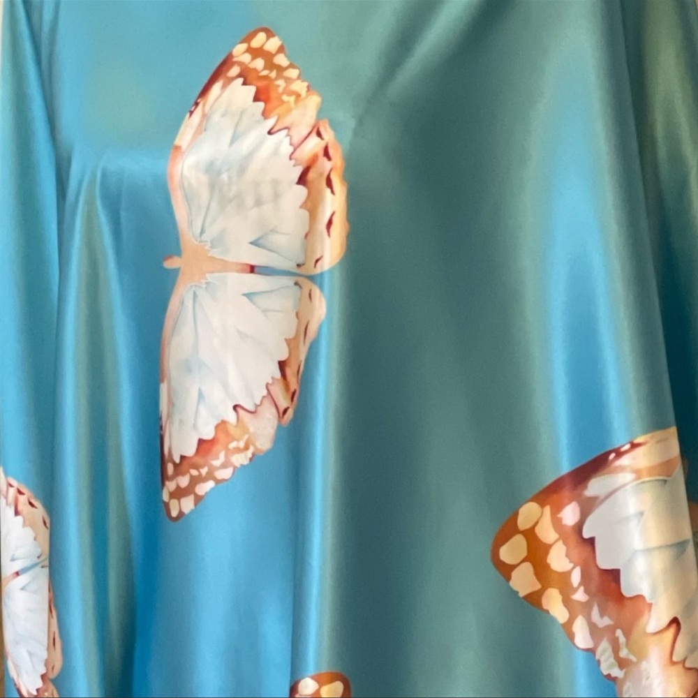 Teal Butterfly One-Shoulder Swim Coverup - Picture 9 of 9